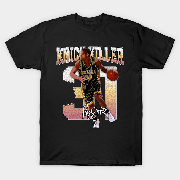 Reggie Miller Choke Sign Basketball Legend Signature Vintage Retro 80s 90s Bootleg Rap Style T-Shirt by CarDE